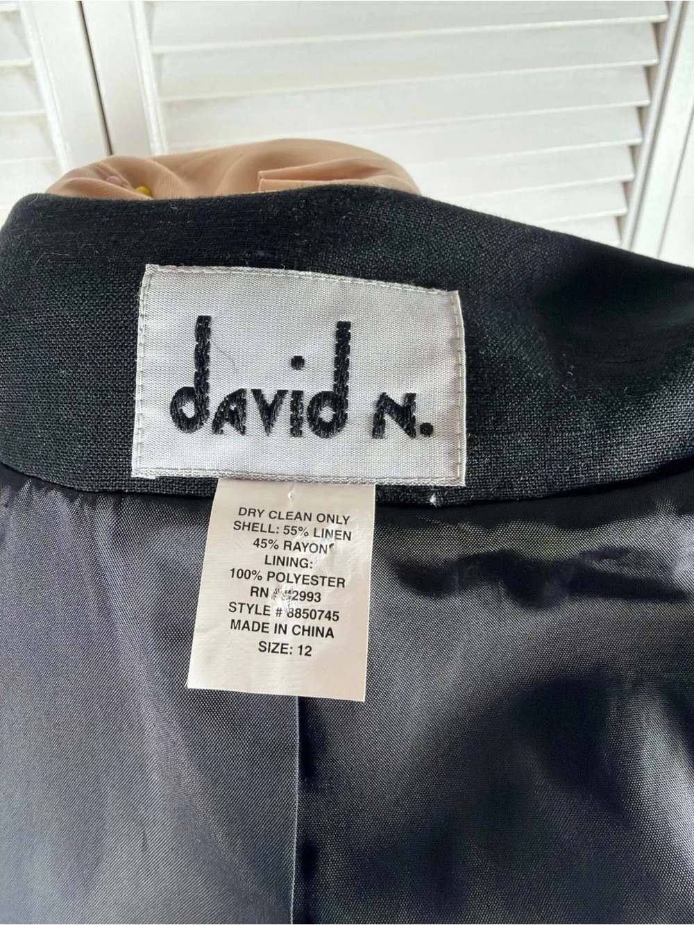 David N Black Linen Blend Embroidered Duster Jacket Size 12 Floral Open Front